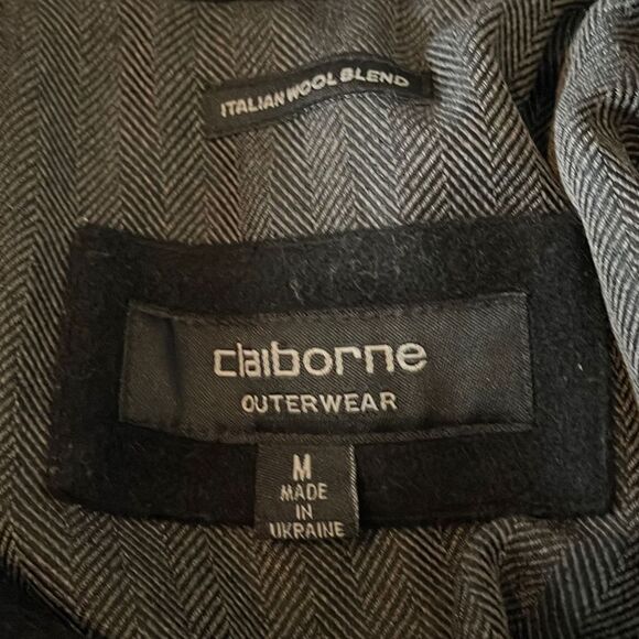 Liz Claiborne Men’s Thigh Length Black Italian Wool Blend Coat Jacket - Picture 5 of 7